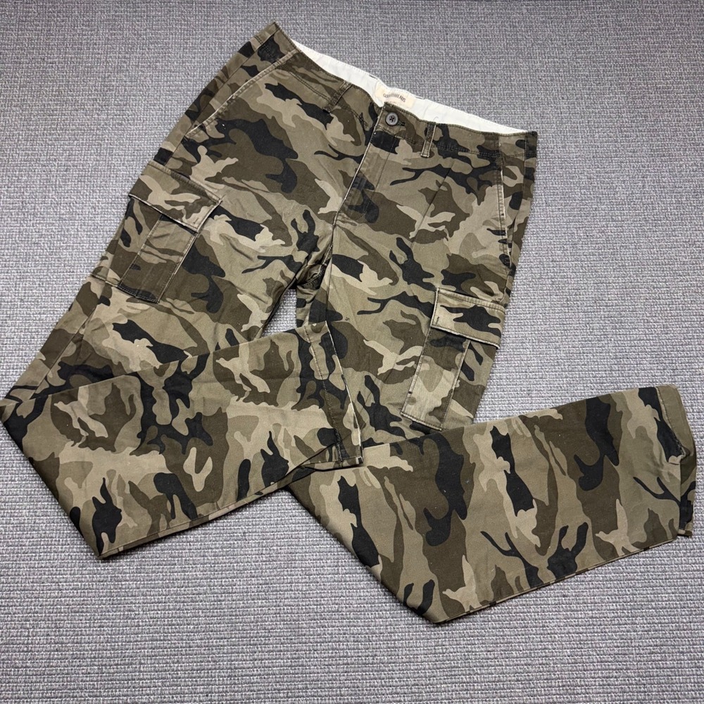 Goodthreads Men's Slim Fit Camo Cargo Pants Woodland Green‎ Brown 31x32 9472